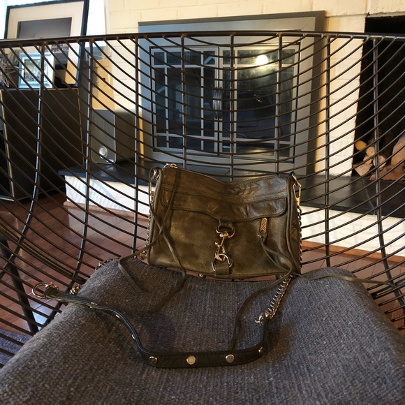 olive Rebecca Minkoff distressed leather bag purse - Picture 8 of 8